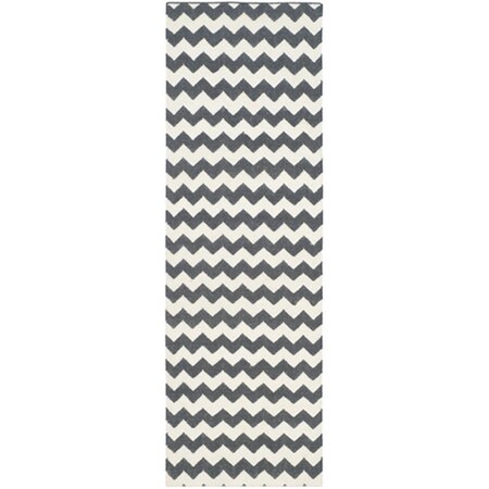 Safavieh Dhurries Hand Woven Flat Weave Rectangle Rug- Ivory - Charcoal- 2 Ft. 6 In. X 8 Ft. DHU644B-28